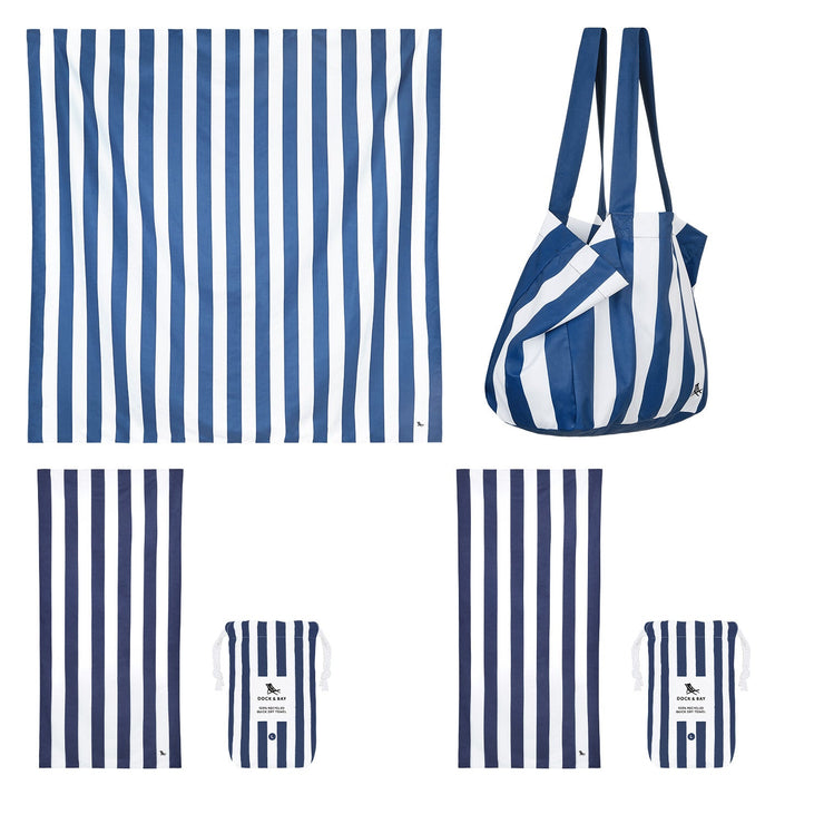  Dock Bay Product BUNDLE-BEACH-KIT-TOWLB-CAB-X2-NAVY-SETA