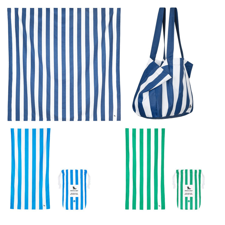  Dock Bay Product BUNDLE-BEACH-KIT-TOWLB-CAB-X2-NAVY-SETA