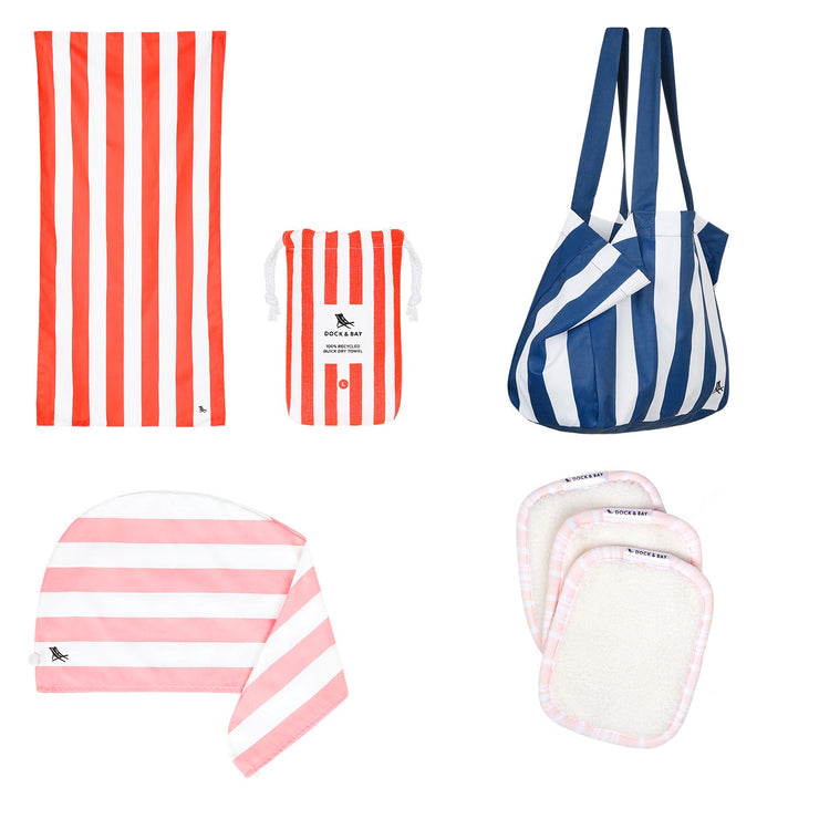 Dock & Bay Beach Towel + Bag + Hair Wrap + Makeup Remover - Set A